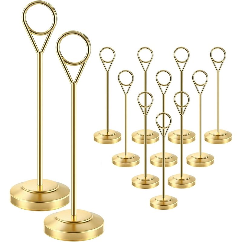 Table Number Gold - LLCS-12 Adet Altın Masa Numarası Tutucuları