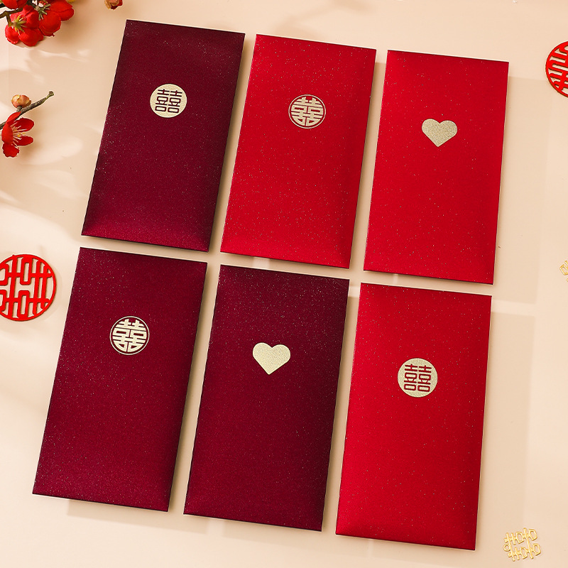 Wedding Envelopes - 12 adet Aşk Düğün Kırmızı Zarf